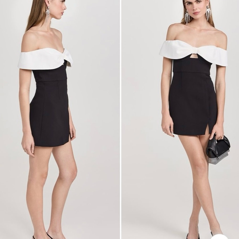 Self-Portrait Strapless Black and White Dress